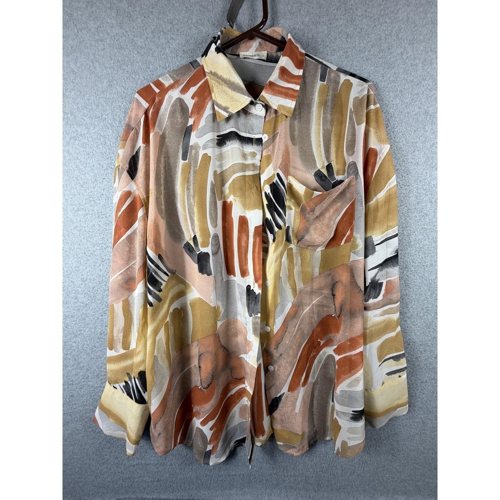 ANDTHEWHY‎ Shirt Womens Large Multicolor Abstract Button Up Long Sleeve Blouse